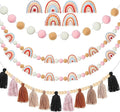 4 Pcs Boho Felt Banner Classroom Tassel Garland Felt Rainbow Decoration by QOUBAI