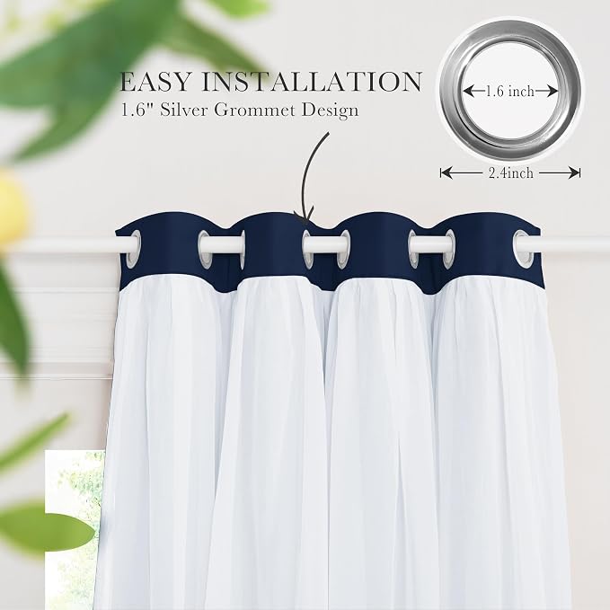 PONY DANCE Navy Blue Double Layered Curtains - Image 8