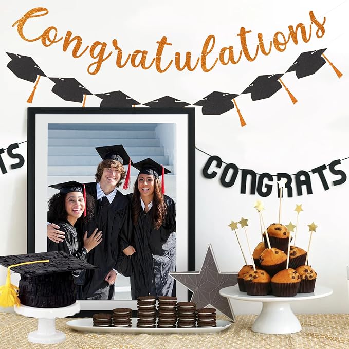 Class of 2026 Graduation Decorations Pre-Strung Glitter Congratulations Banner - Image 6