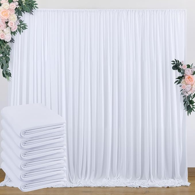 30 ft x 10 ft Wrinkle Free White Backdrop Curtain by Outpain