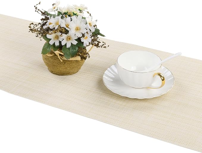SHACOS Woven Vinyl Table Runner PVC Table Runners 12 x 54 inch Wipeable Plastic - Image 4