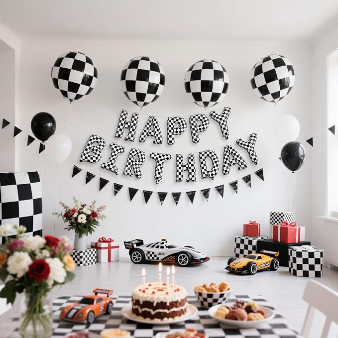 CANREVEL Happy Birthday Banner Decorations + Sign Balloons, - Image 3