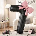 40 Inch Black Number 7 with Pink Bow Balloon, Giant Self Inflating Black Foil by KYGNE