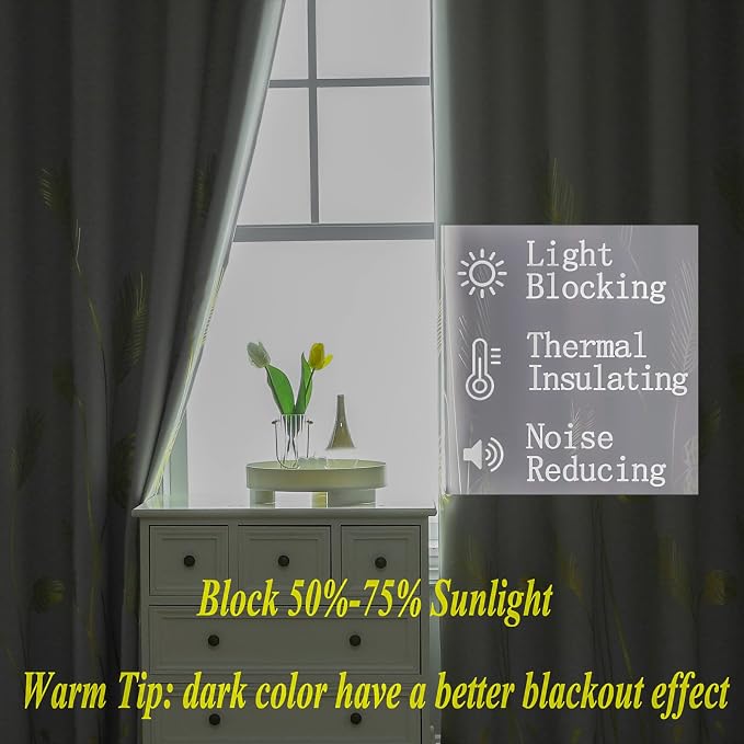 Light Grey Blackout Curtains for Bedroom, Thermal Insulated Window Grommet - Image 6