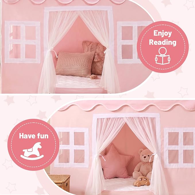 Kids Play Tent Indoor: with Mat, Tassel Garland - Image 4