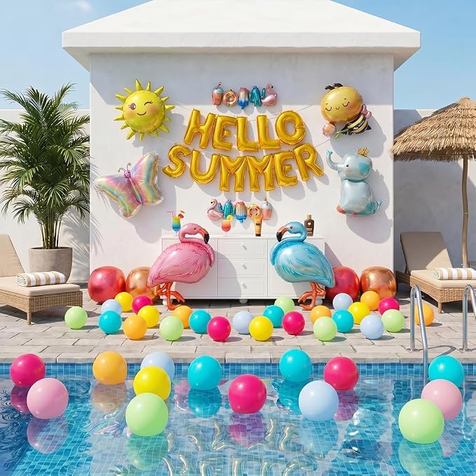 102 PCS "Hello Summer" Foil Balloon Decoration Kit, Tropical Summer Party by Vrukiaa