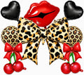 10pcs Red and Black Cheetah Print Balloons Set, Leopard Balloons by Paeyeq