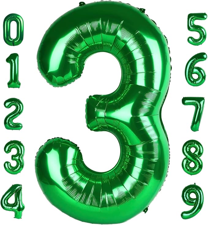 Number 3 Balloons 40 Inch for 3rd 33 Birthday Party Decorations, Dark Green | by Mluchee