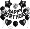 27 Pcs Black Birthday Decorations, 3D Foil Black Happy Birthday Balloon Banner by WEIKA