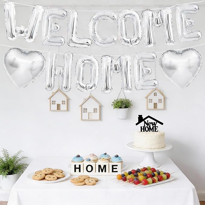 Welcome Home Balloons Silver, 16Inch Welcome Home Foil Balloons Banner - Image 5