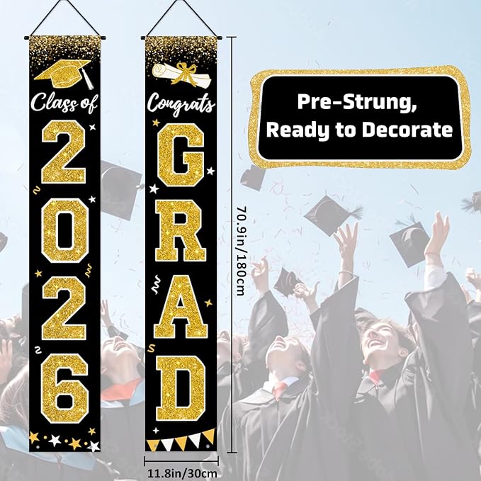 Graduation Decorations 2026, Graduation Banner Class of 2026, Congrats Grad - Image 3
