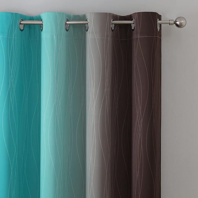 Teal and Brown Blackout Curtains - Image 4