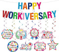 Work Anniversary Decorations, Pre-Strung Iridescent Happy Workiversary Banner by GOGOBAY
