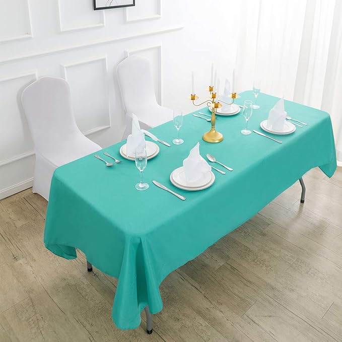 Rectangle Tablecloth 60x102 inch Washable Polyester Fabric Table Cloth for Wedding Party Dining Banquet Decoration（60x102, Turquoise）