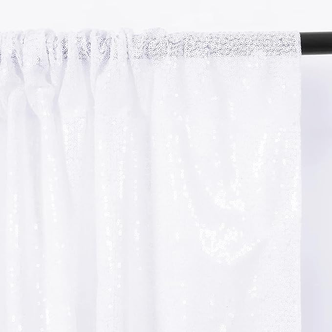 Eternal Beauty White Sequin Backdrop Curtains, 2 Panels 2x8FT | 3mm Sparkle - Image 7