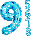 40 Inch Blue Dog Paw Birthday Balloons, Number 9 Balloons by AXBMM