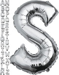 40 inch Silver Letter S Balloon, Big Size Alphabet Foil Mylar Helium Balloons by VHUWE