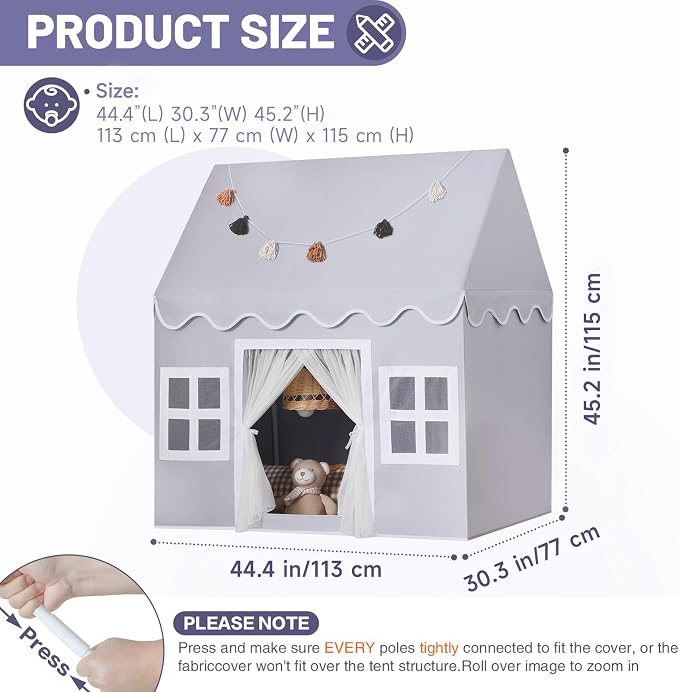Kids Play Tent Indoor: with Mat, Tassel Garland - Image 3