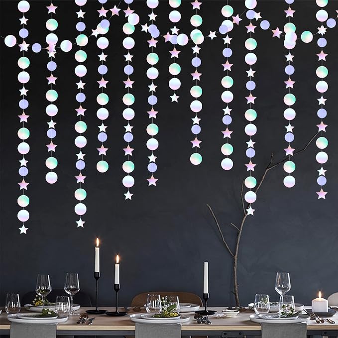 Iridescent Disco-Holographic Birthday Party-Decorations Garland - 52Ft Star - Image 4