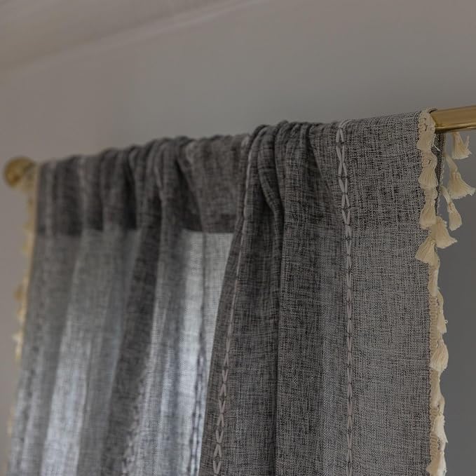 Sutuo Home Boho Curtains for Bedroom Living Room, Semi Blackout Privacy Linen - Image 6
