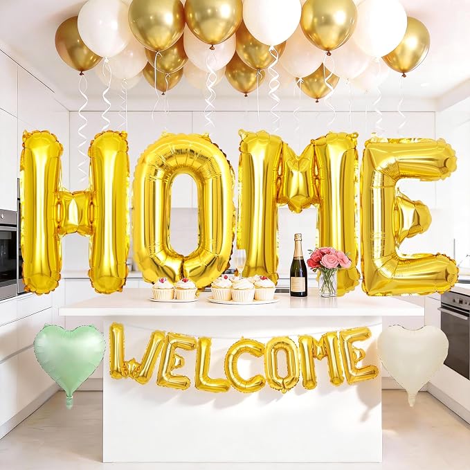 Welcome Home Balloons Green Gold, 40Inch HOME and 16Inch Welcome Foil Balloons - Image 6