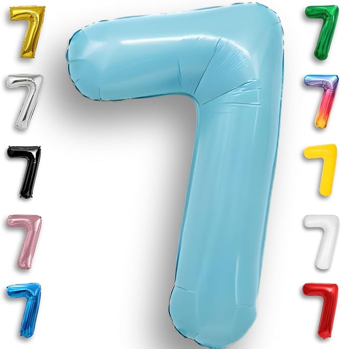 Candy Blue Number Balloon 7 Mylar Foil Balloons 32 inch by Unknown