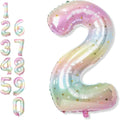 40'' 2 Balloon Number, Large Rainbow Foil Number 2 Balloons Birthday Party Decor by Froova