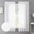 Tollpiz White Leaf Sheer Curtains Living Room 54 x 63 Inches | Leaves by Tollpiz