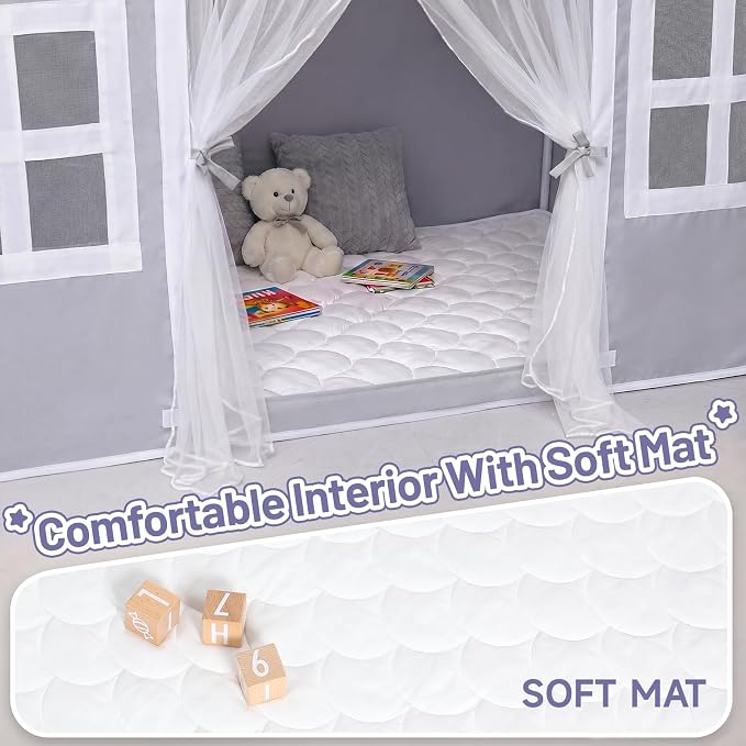 Kids Play Tent Indoor: with Mat, Tassel Garland - Image 5