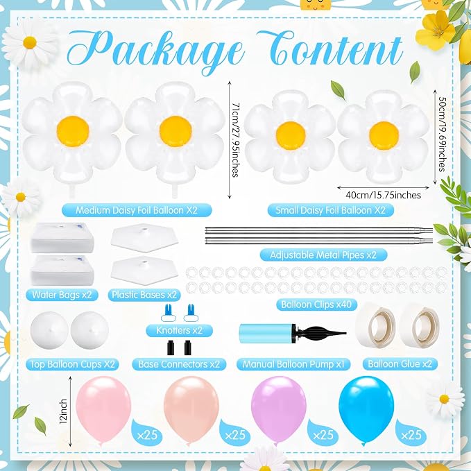 Kasyat 2 Sets Blue Dog Balloon Column Stand Kit Pastel Pink Purple Blush Dasiy - Image 2