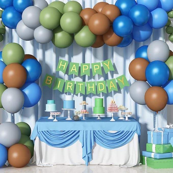 Blue Green Balloons 60 Pcs 12 Inch Sage Green Blue Brown Balloons Neutral Boho - Image 4