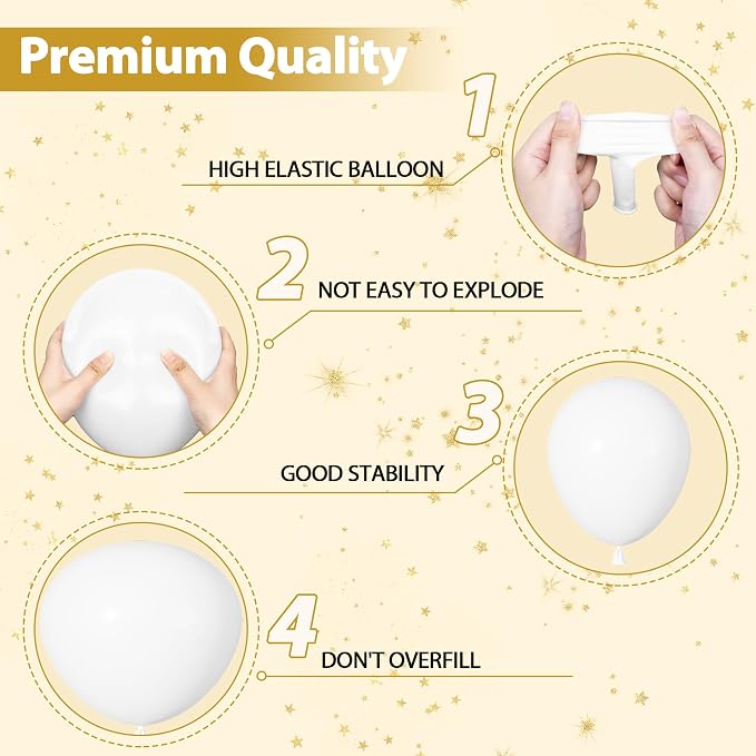 164Pcs White Balloons Different Sizes 18" 12" 10" 5" - Image 5