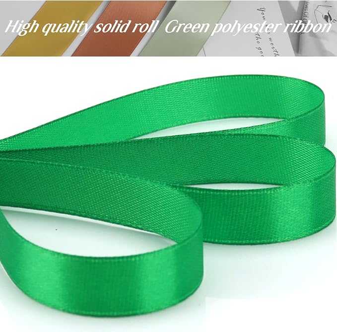 Nsilu 1/2 inch Green Ribbon for Gift Wrapping 50 Yards Perfect Wedding Party - Image 4
