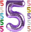 5 Balloon Numbers Birthday Decorations, 40In Purple Balloons by Mluchee