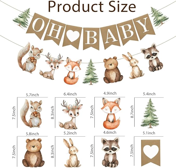 36pcs Banner for Woodland Baby Shower Cow Decorations - Image 2