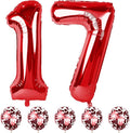 40 Inch Number 17 Foil Balloons, Large Red 17th 71st Birthday Digit by Lingqiang