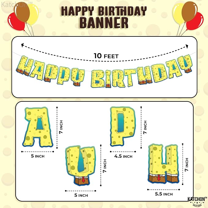 KatchOn Pre Strung Happy Birthday Banner 10 Feet | Cartoon Banner Sign - Image 3