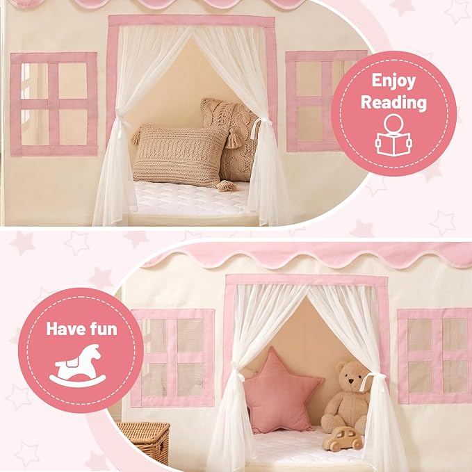Kids Play Tent Indoor: with Mat, Tassel Garland - Image 4