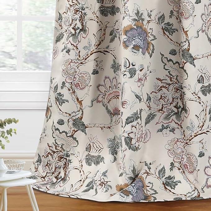 H.VERSAILTEX Blackout Curtains 96 Inch Length 2 Panels Set Floral Print Curtain by HVERSAILTEX