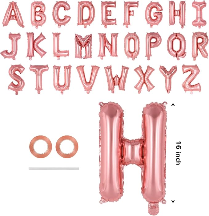 26 Pcs Rose Gold Letter Balloons, 16 Inch Foil Alphabet Letter Balloons - Image 2