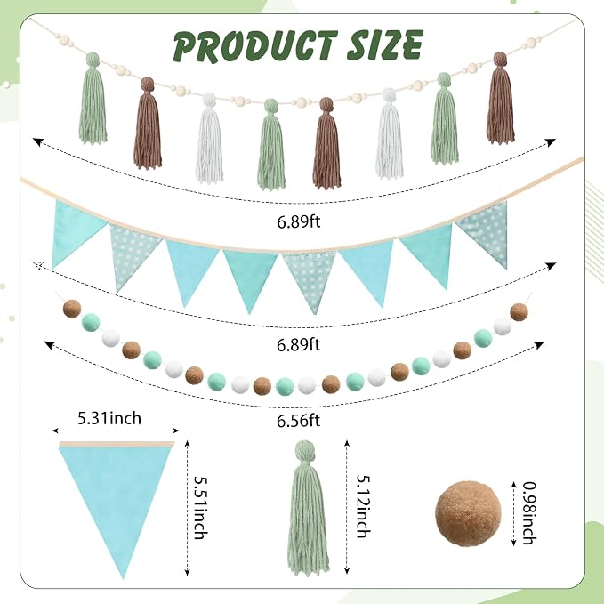 Hahafelt 4 Pcs Baby Shower Party Decoration Kit Pennant Bunting Banner Tassel - Image 2