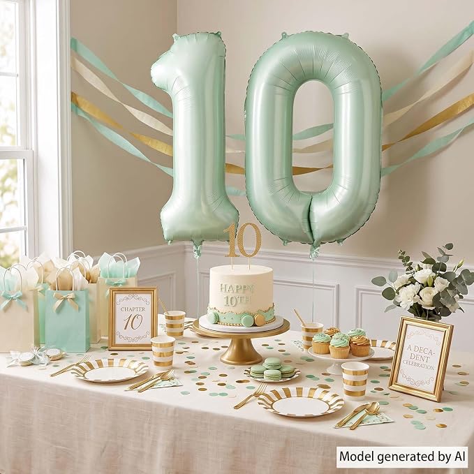 Olive Green Number 10 Balloon 40 Inch, Backdrop - Image 3