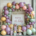 Dusty Green Pink Purple Yellow Balloon arch kit, Double Stuffed Haze Purple by Zesliwy