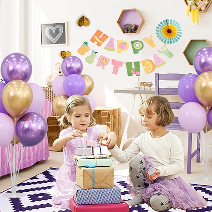 4 Sets Balloon Stands Kit for Table Purple Gold Balloons Holder Sticks - Image 4