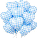 Blue White Checkered Heart Balloons, 18 Inch Lattice Foil Valentines Balloons by BIAPIAN