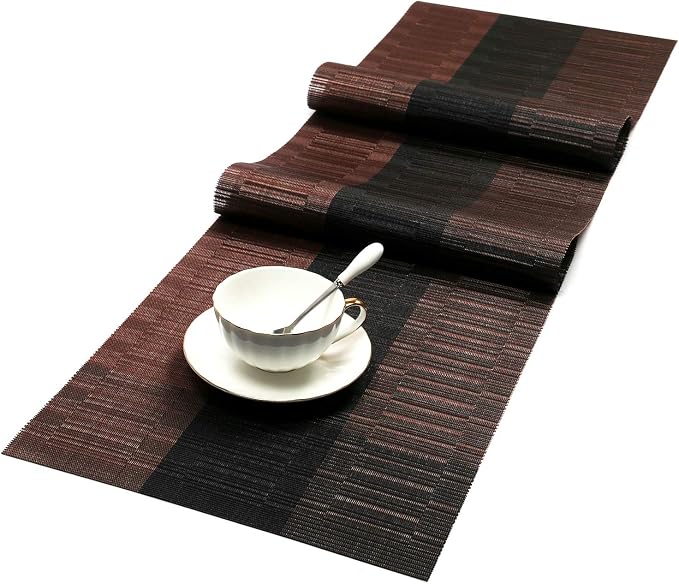 SHACOS Table Runners Woven Vinyl Table Mats 12x54 inch by SHACOS