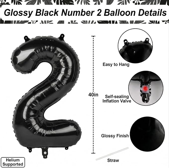 Black Number 12 Balloon 40 Inch, Foil Numeral - Image 4