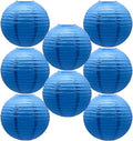 Blue Round Paper Lanterns Chinese Japanese Hanging Ceiling Decorations by BARTHEW