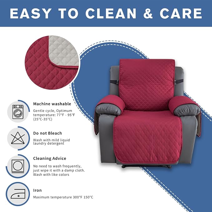 XINEAGE Water Resistant Recliner Cover, Nonslip Recliner Chair Covers - Image 7