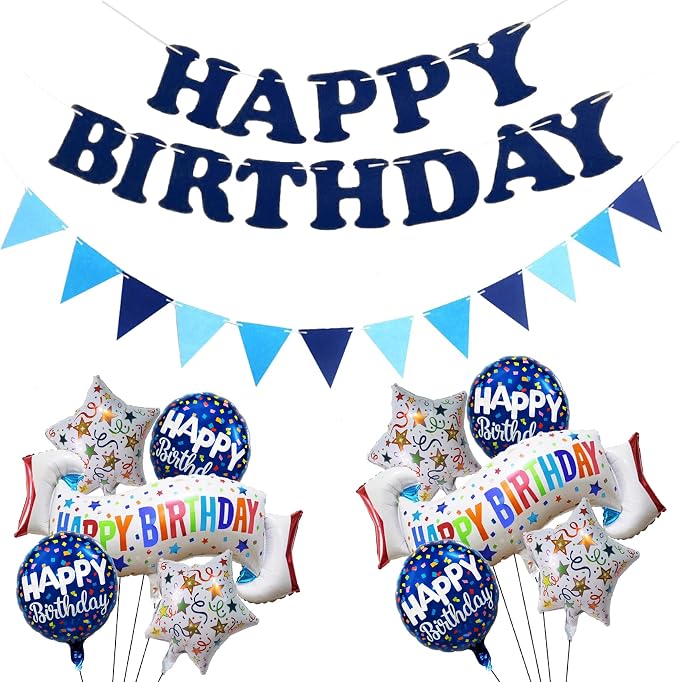 Birthday Decoration Set Colorful Happy Birthday Banner Balloon by OSAMUHA